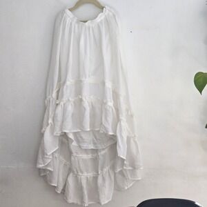 Mia Joy White Ruffled Tiered Lace Trim Maxi Skirt Girls Size‎ 12
